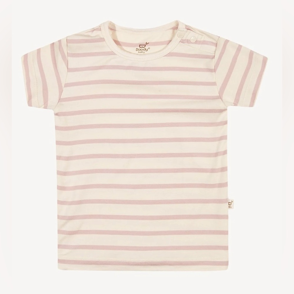 Boody Baby 6m-12m bamboo pink striped t-shirt